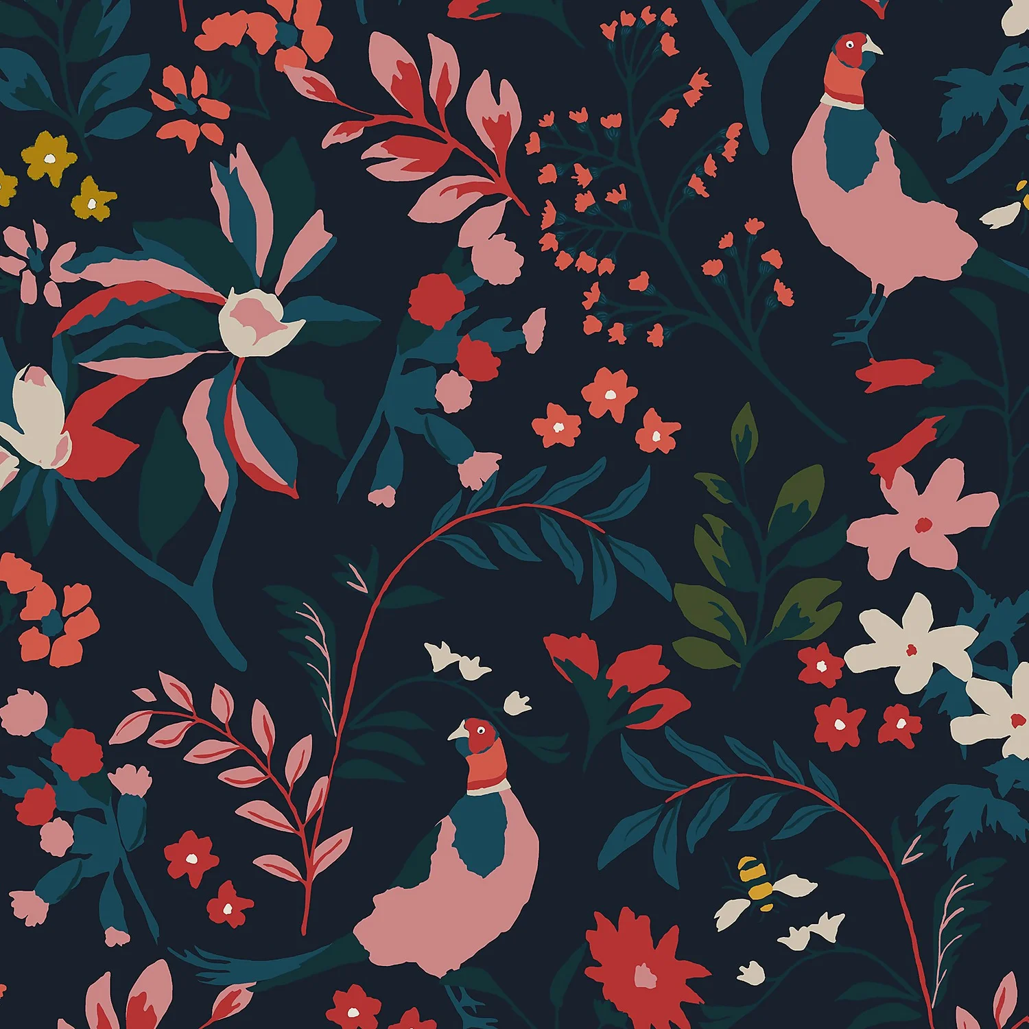 Joules Fields Edge Floral French Navy Wallpaper 6 Joules Fields Edge Floral French Navy Wallpaper - Image 4