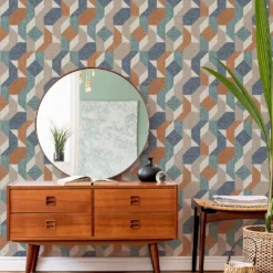 Superfresco Easy Woven Abstract Blue And Orange Wallpaper -Paint And Wallpaper Shop 13991902 1925003726903517