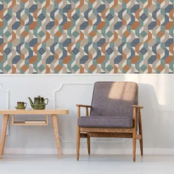 Superfresco Easy Woven Abstract Blue And Orange Wallpaper -Paint And Wallpaper Shop 13991902 8635003726945799