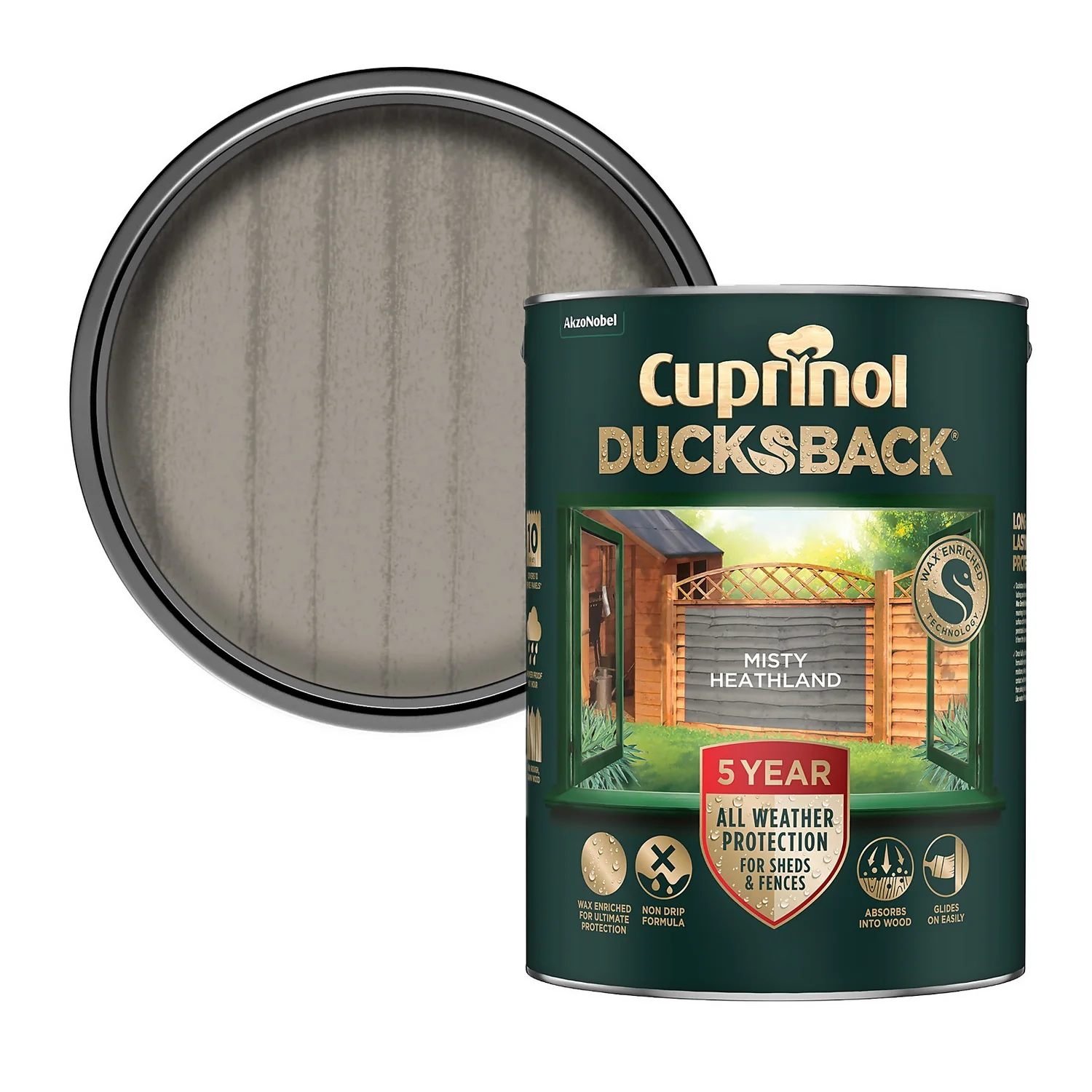 Cuprinol Ducksback Shed & Fence Paint Misty Heathland - 5L 3 Cuprinol Ducksback Shed & Fence Paint Misty Heathland - 5L