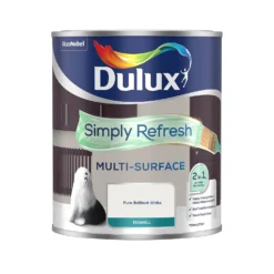 Dulux Simply Refresh Multi Surface Eggshell Paint Pure Brilliant White - 750ml -Paint And Wallpaper Shop 14272815 8185036402888907