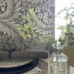 Belgravia Decor Florence Leaf Charcoal Wallpaper -Paint And Wallpaper Shop 14570133 7925045677917348